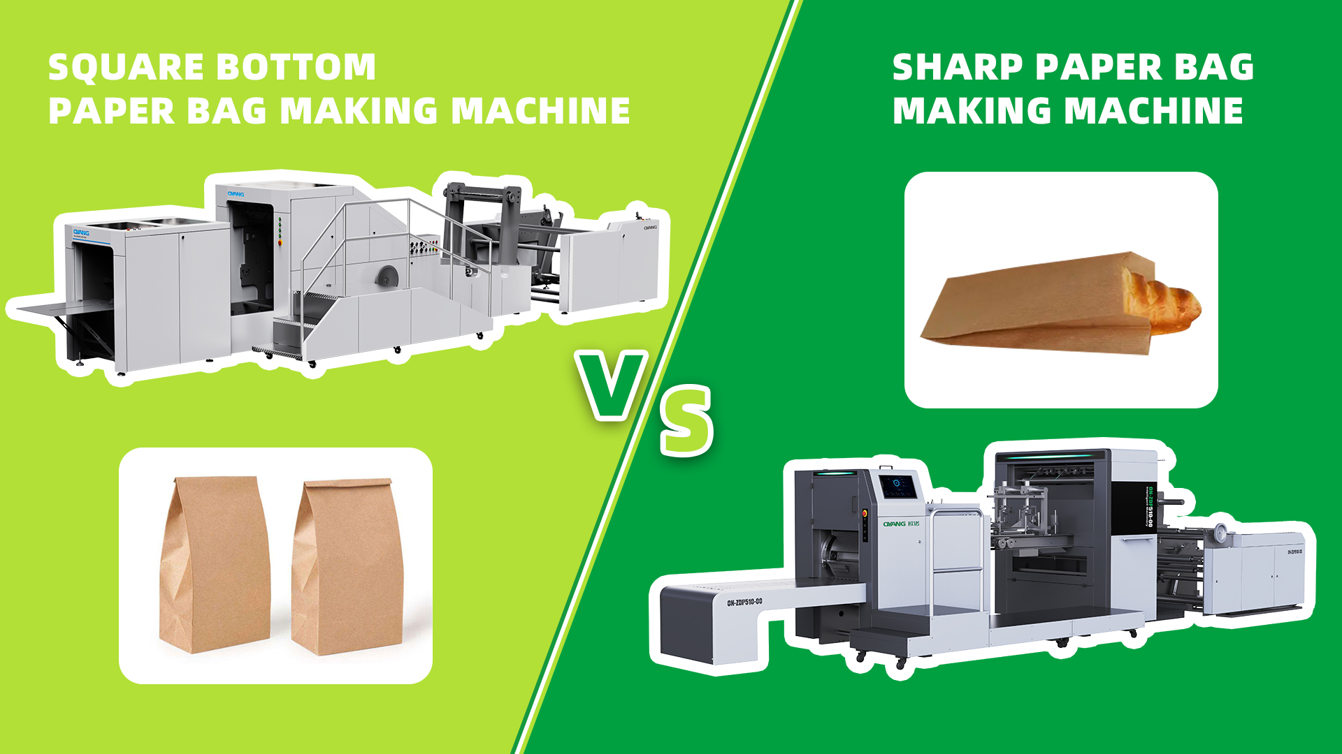 Máquina de saco de papel de fundo quadrado versus máquina de saco de papel de fundo plano