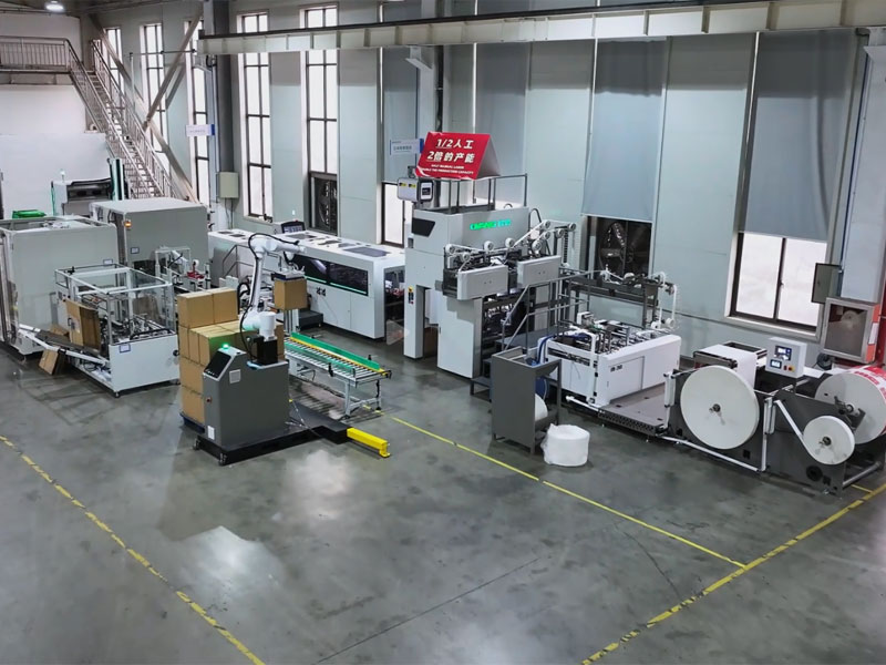 Máquinas OYANG Tech17 260S AIA Automação Inteligente Produção de sacolas de papel para compras Máquina de fazer sacolas de papel 